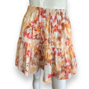 ABERCROMBIE & FITCH TIERED POPLIN FLORAL COTTON BLEND MINI SKIRT. WOMEN’s SZ S